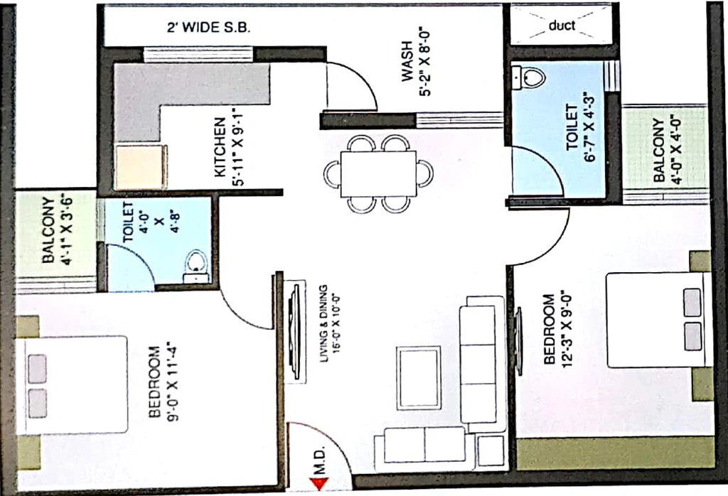 2 BHK Flat in Balaji Shiv Sagar Apartment in Manharpur, Rajkot - Image 929257