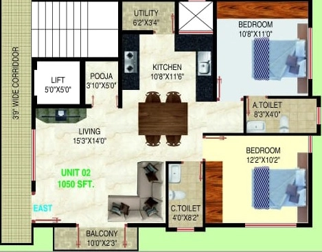 2 BHK Flat in Adithya Melody in Padmanabhanagar, Bangalore - Image 929265