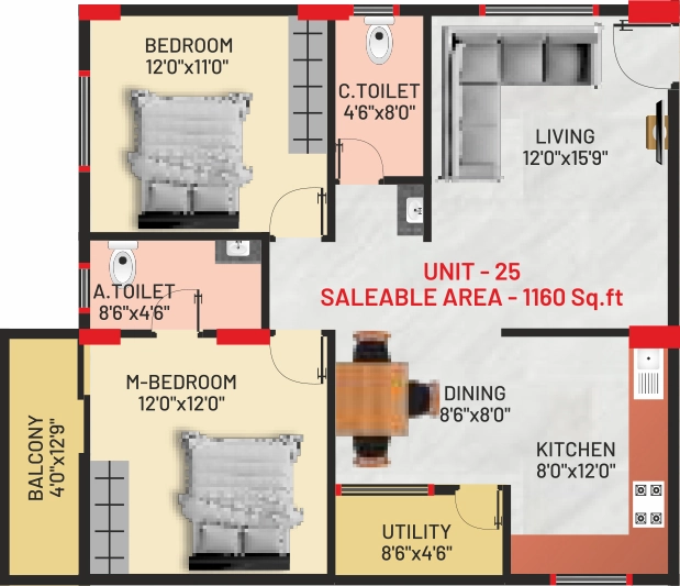 2 BHK Flat in Arkha Sanctuary in Subramanyapura, Bangalore - Image 929300