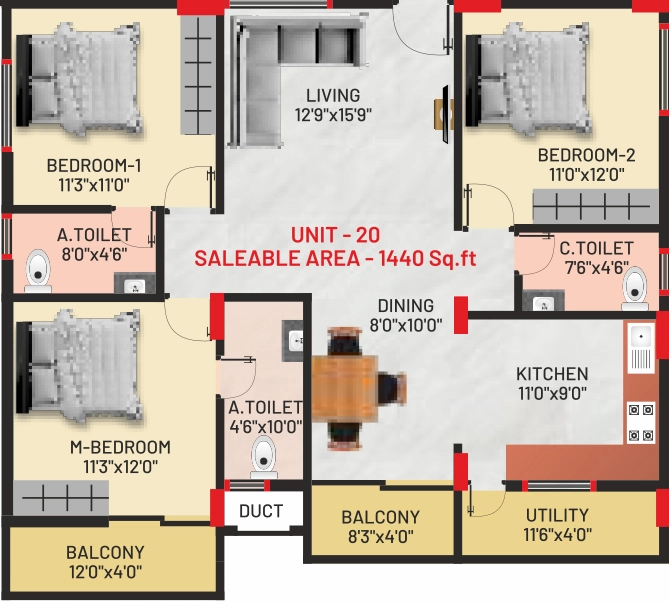 3 BHK Flat in Arkha Sanctuary in Subramanyapura, Bangalore - Image 929303