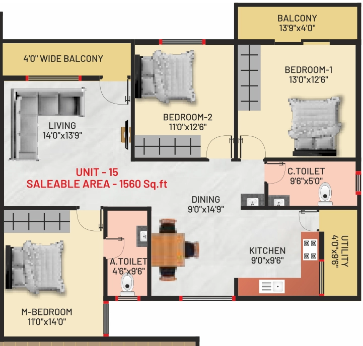 3 BHK Flat in Arkha Sanctuary in Subramanyapura, Bangalore - Image 929304
