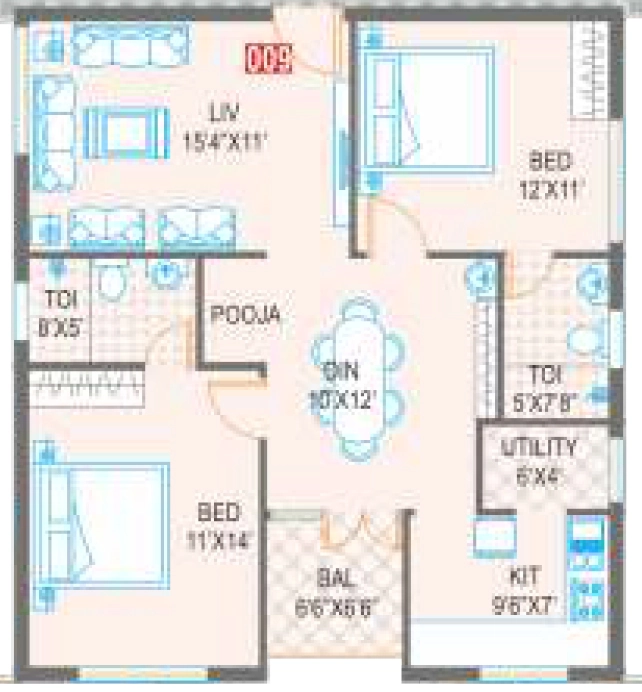 2 BHK Flat in Aryav Greenfields in Kadugodi, Bangalore - Image 929293