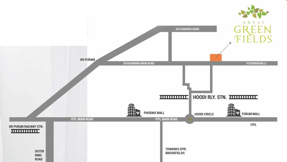Location of Aryav Greenfields in Kadugodi, Bangalore - Image 430497