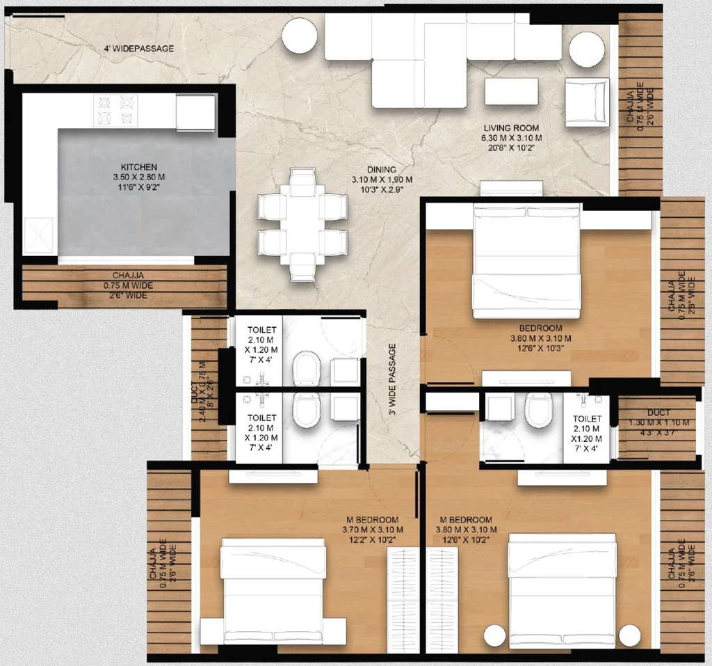3 BHK Flat in Swastik Emerald Horizons in Belapur, Navi Mumbai - Image 929299