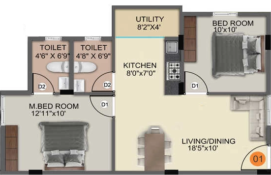 2 BHK Flat in DS Max Sista Nest in Uttarahalli, Bangalore - Image 929331