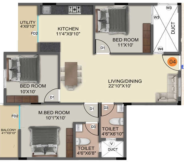 3 BHK Flat in DS Max Sista Nest in Uttarahalli, Bangalore - Image 929334