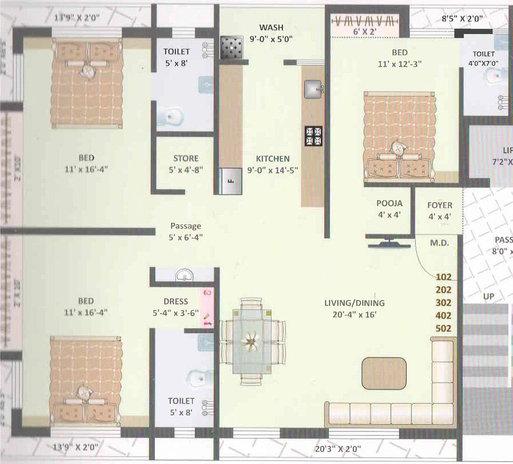 3 BHK Flat in Atul Moon Delight in Madhapar, Rajkot - Image 929339