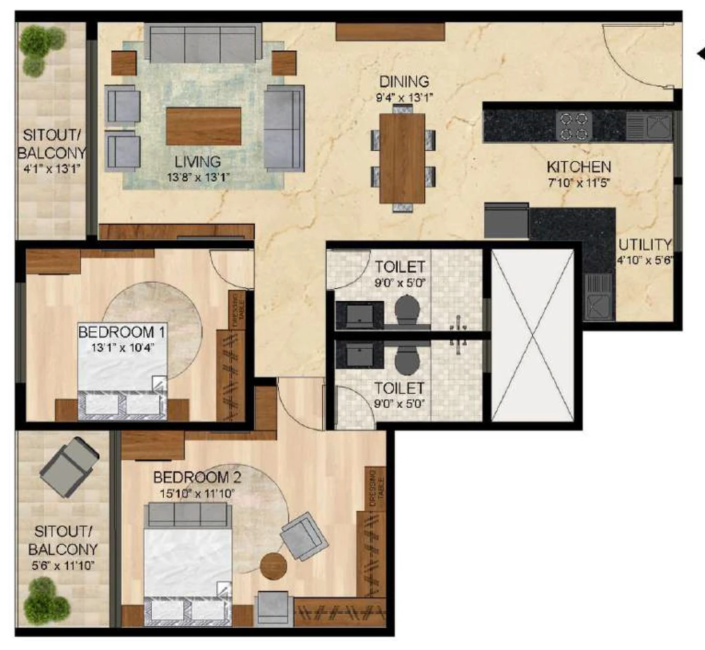 2 BHK Flat in Lewis Glorious in null, Bangalore - Image 929347