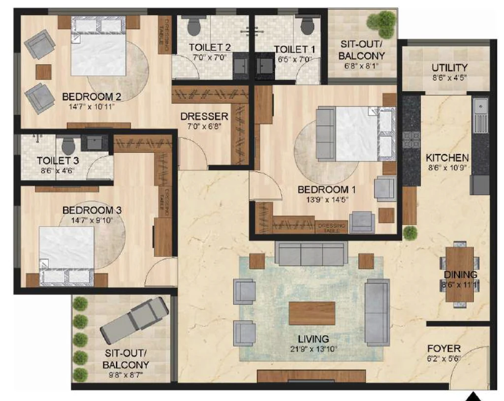 3 BHK Flat in Lewis Glorious in null, Bangalore - Image 929349