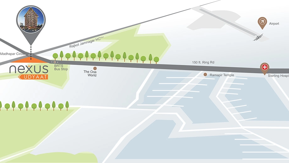Location of Crystal Nexus Udyaat in Madhapar, Rajkot - Image 430658