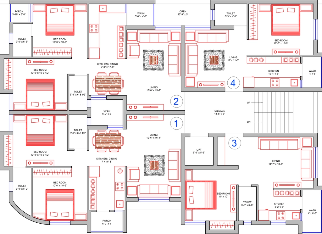 Floor Plan of Shardaben Om Appartment in Madhapar, Rajkot - Image 430665