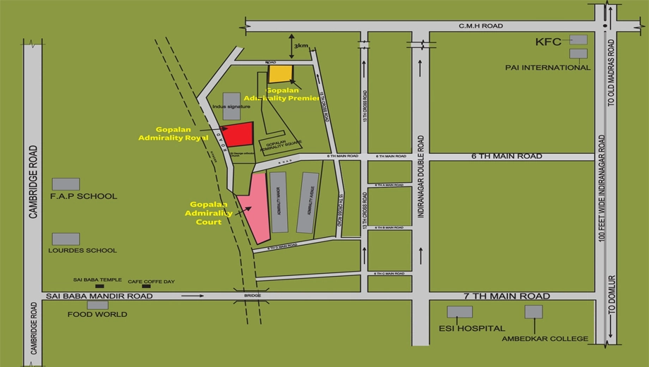 Location of Gopalan Admirality Court in Indiranagar, Bangalore - Image 430723