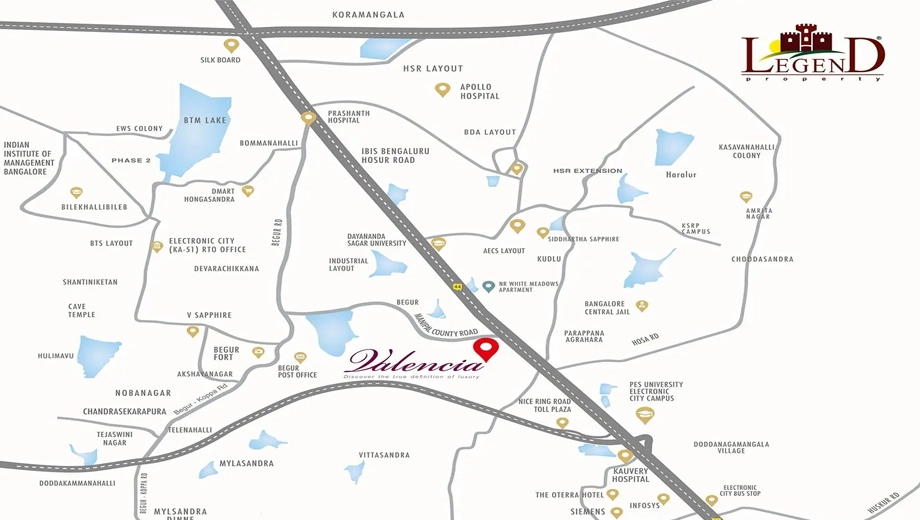 Location of Legend Valencia in Singasandra, Bangalore - Image 430715