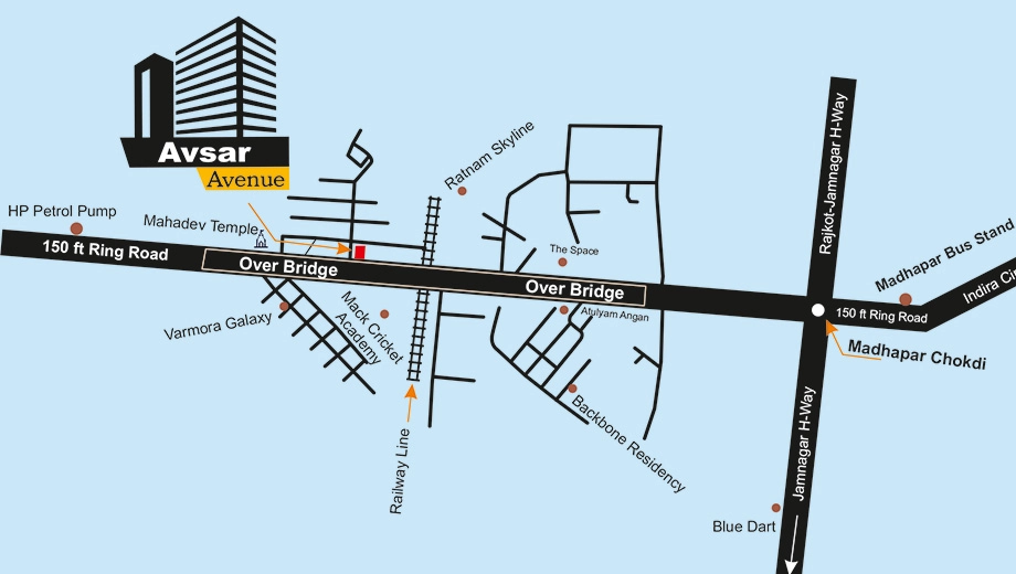 Location of Commercial Patidar Avsar Avenue in Madhapar, Rajkot - Image 430680