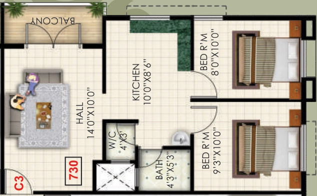2 BHK Flat in Kusum Mangal Apartment in Chunchale, Nashik - Image 929406