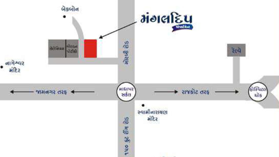 Location of Radheshyam Mangaldeep Appartment in Madhapar, Rajkot - Image 430797