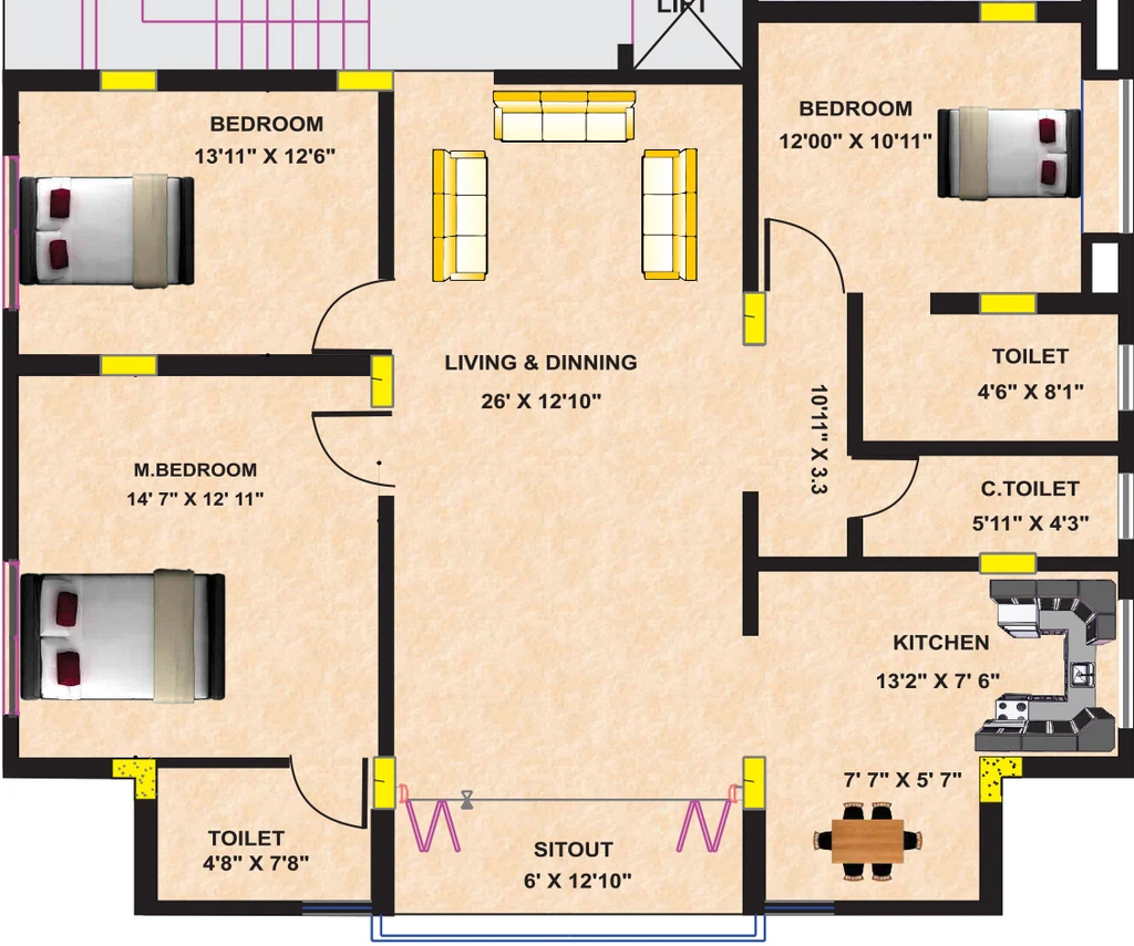 3 BHK Flat in Shree Mangal Heights in Parijat Nagar, Nashik - Image 929427