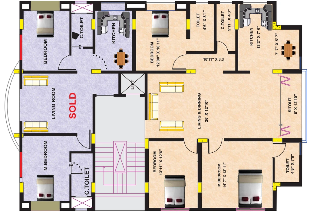 Floor Plan of Shree Mangal Heights in Parijat Nagar, Nashik - Image 430822