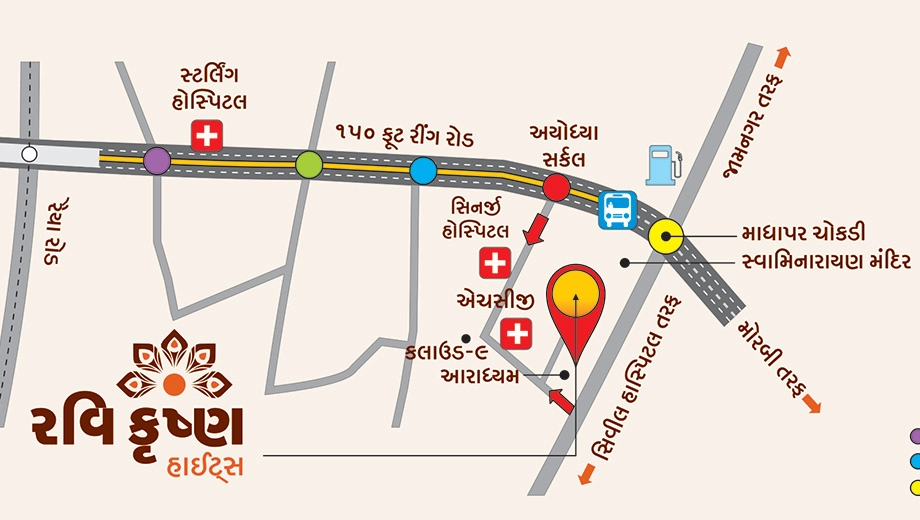 Location of Commercial Krushna Heights in Madhapar, Rajkot - Image 430821