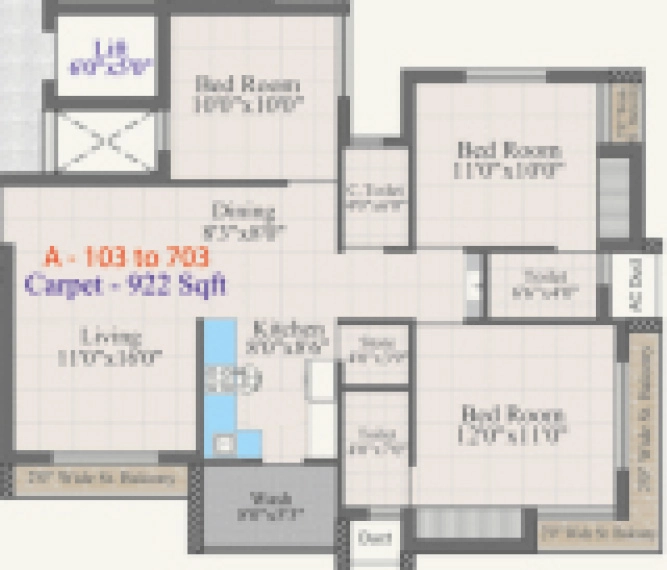 3 BHK Flat in Shriakshar Akshar Heights in Nana Mava, Rajkot - Image 929433