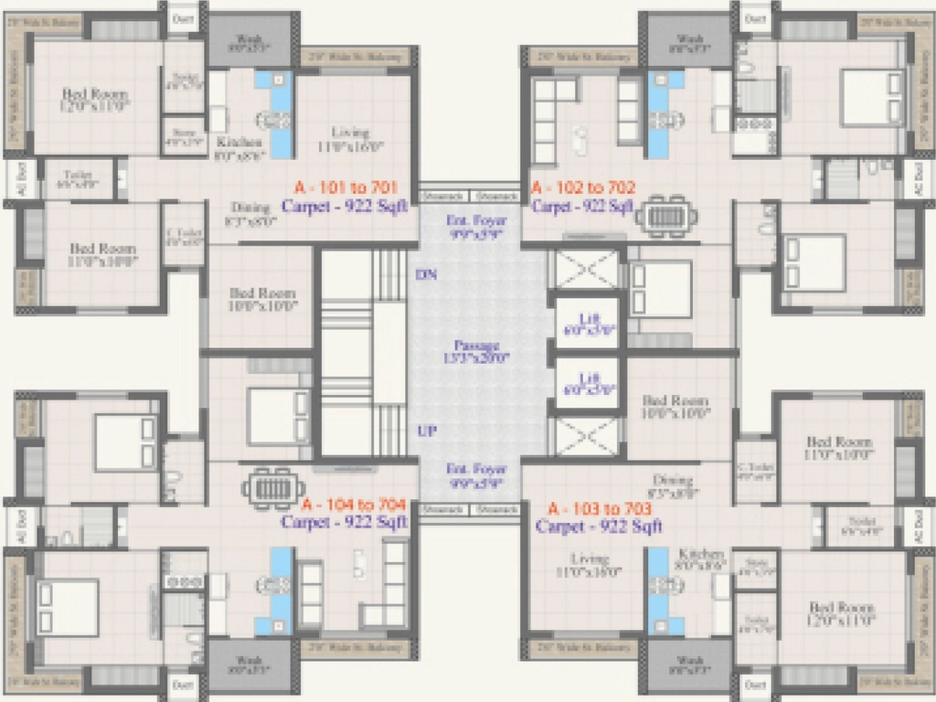 Floor Plan of Shriakshar Akshar Heights in Nana Mava, Rajkot - Image 430840