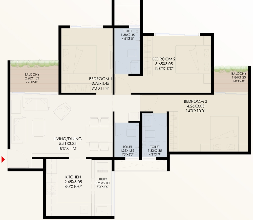 3 BHK Flat in Shreeji Auspicia in Dwarka, Nashik - Image 929441