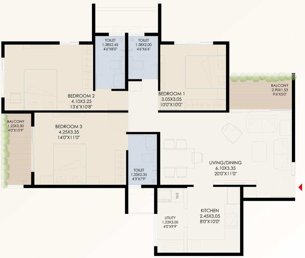 3 BHK Flat in Shreeji Auspicia in Dwarka, Nashik - Image 929442