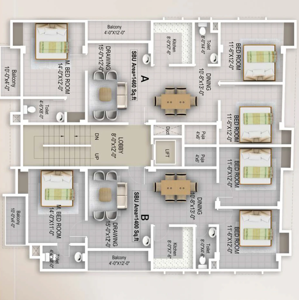 Floor Plan of Meghnum The Aikya Green in Jalukbari, Guwahati - Image 430894