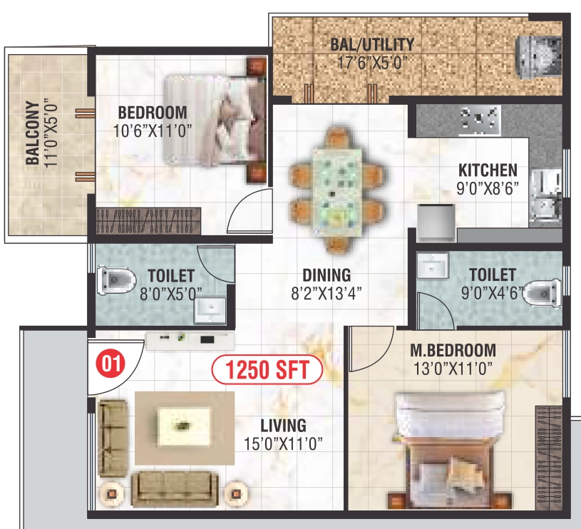 2 BHK Flat in Balaji Futurity Homes in Horamavu, Bangalore - Image 929503