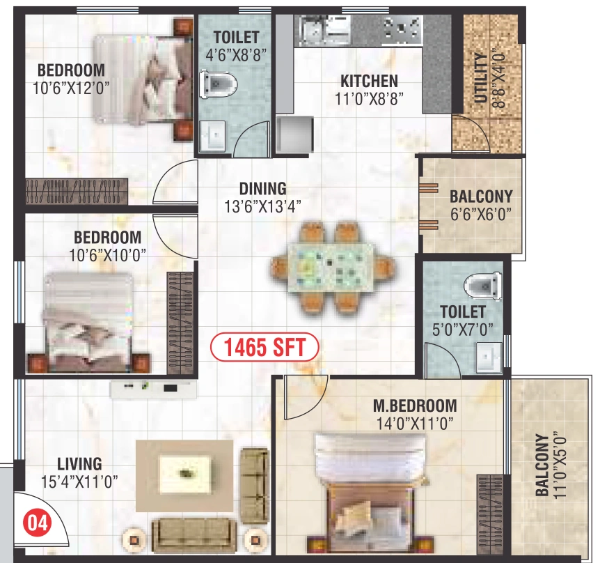 3 BHK Flat in Balaji Futurity Homes in Horamavu, Bangalore - Image 929504