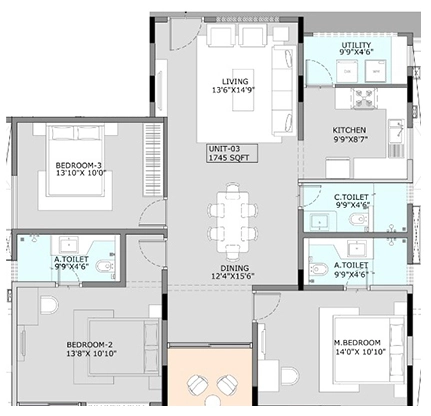 3 BHK Flat in Beryl Tranquil Terraces in Subramanyapura, Bangalore - Image 929500