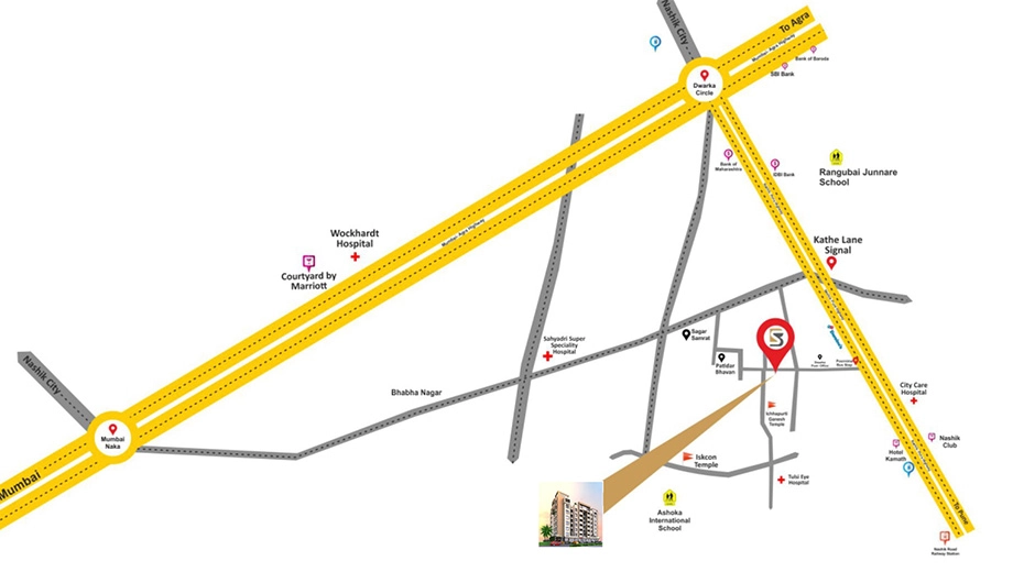Location of Saumya Junnare Heights in Dwarka, Nashik - Image 430917