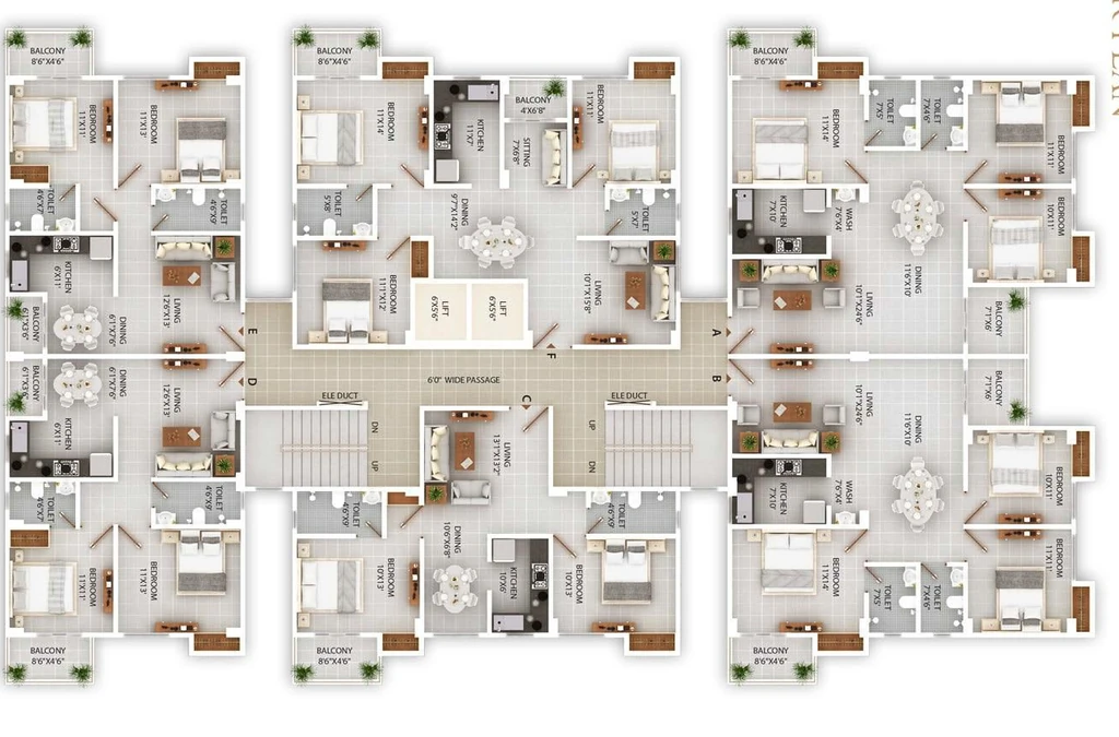Floor Plan of Eco Krishna Greens in Kahilipara, Guwahati - Image 431004