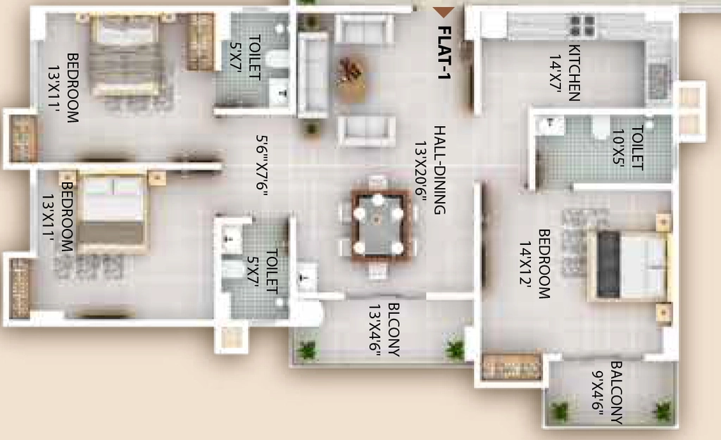 3 BHK Flat in Versha Basant Grande in Ulubari, Guwahati - Image 929614