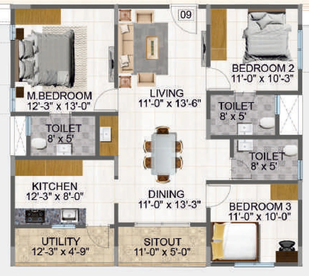 3 BHK Flat in DS Needs 3 Project 168 in Horamavu, Bangalore - Image 929525