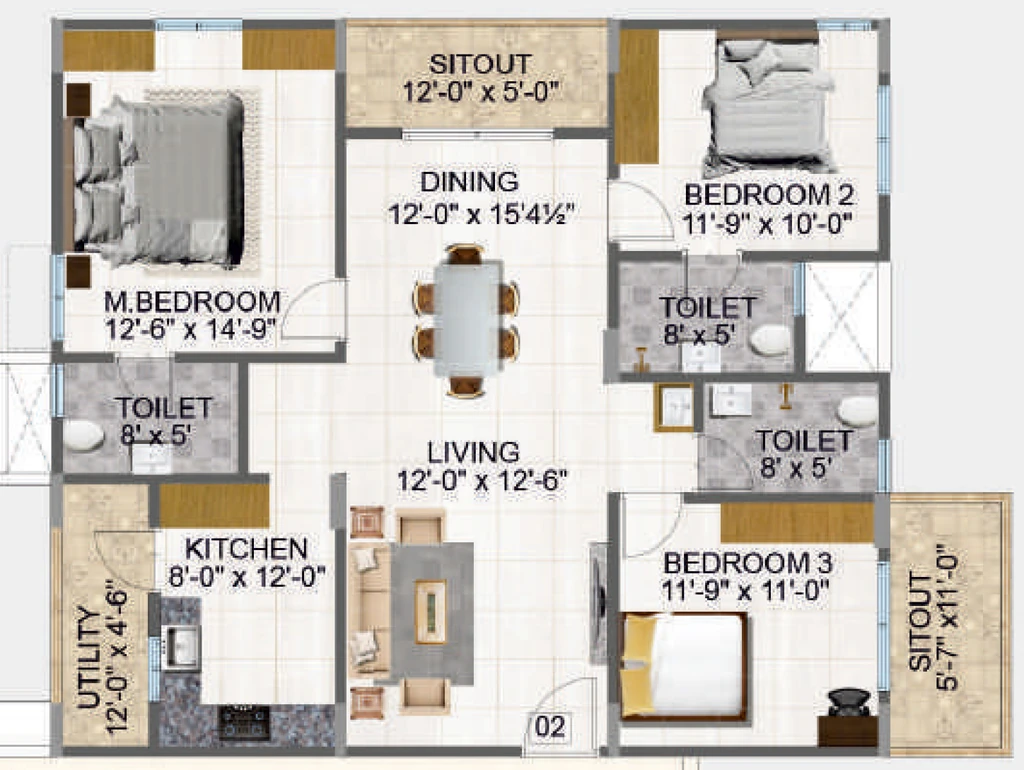 3 BHK Flat in DS Needs 3 Project 168 in Horamavu, Bangalore - Image 929527