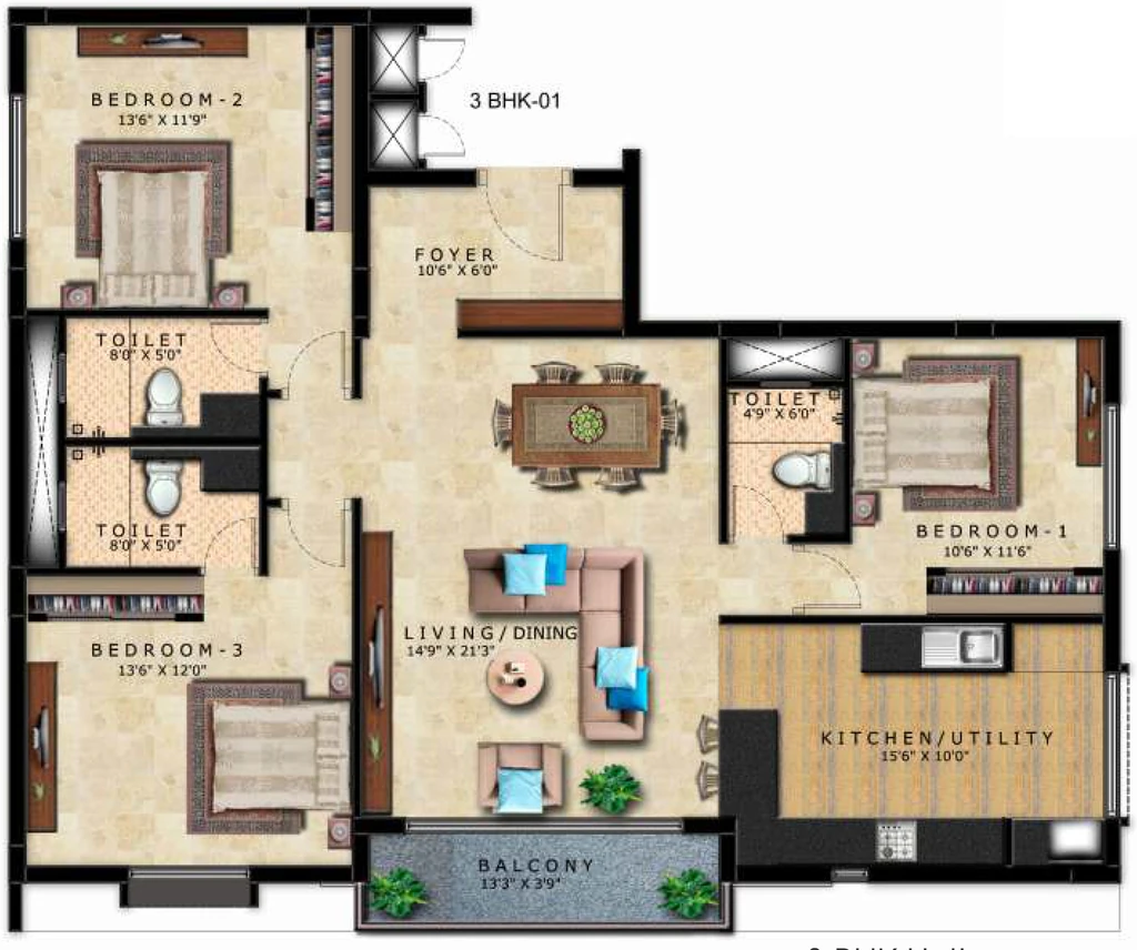 3 BHK Flat in LH Casa Feliz in Horamavu, Bangalore - Image 929509