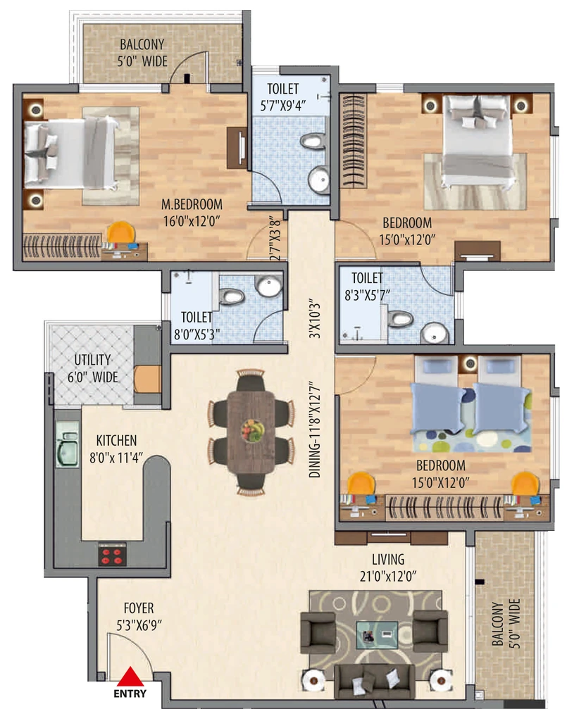 3 BHK Flat in Maangalya Signature in JP Nagar, Bangalore - Image 929544