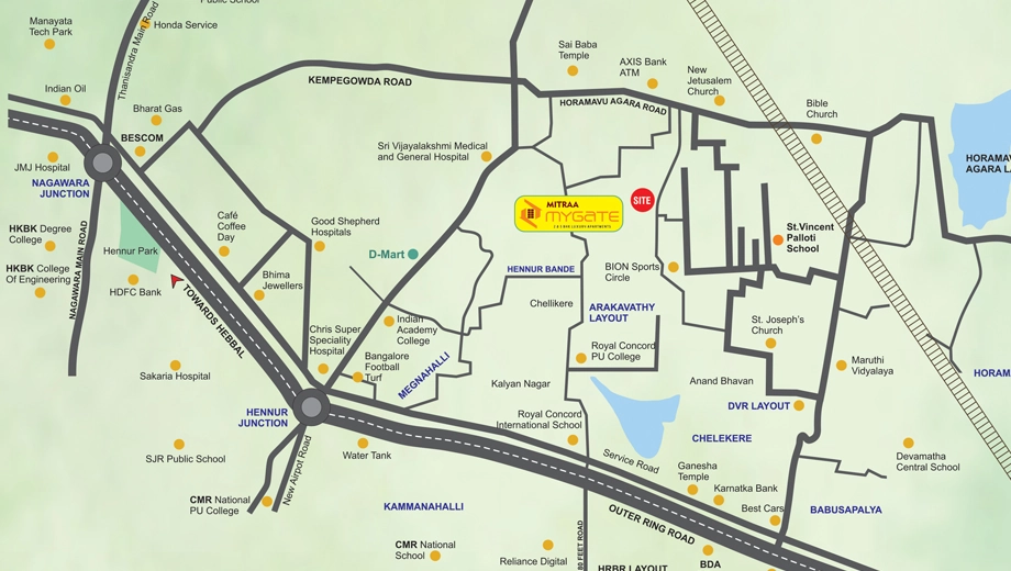 Location of Mitraa My Gate in Horamavu, Bangalore - Image 431066