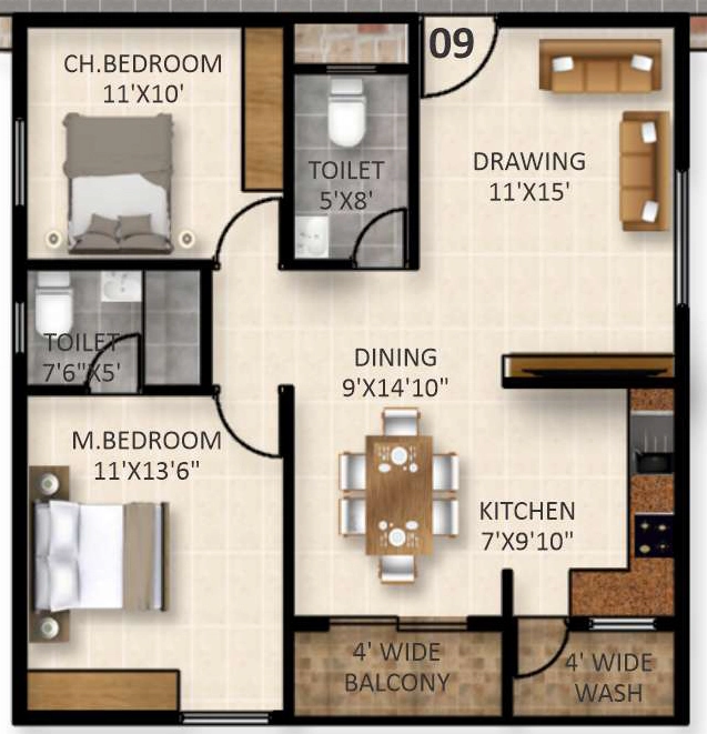 2 BHK Flat in SK Dwaraka in Horamavu, Bangalore - Image 929510