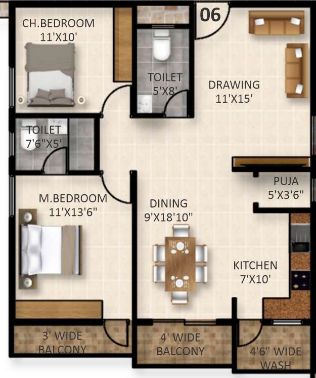 2 BHK Flat in SK Dwaraka in Horamavu, Bangalore - Image 929511