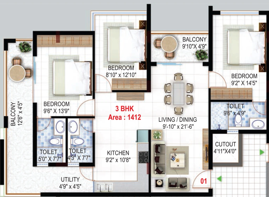 3 BHK Flat in SM Silver Springs in Banaswadi, Bangalore - Image 929573