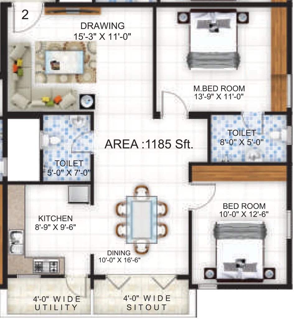 2 BHK Flat in Sree Sai Paradise in Kadugodi, Bangalore - Image 929558