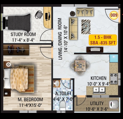 1.5 BHK Flat in Sri Mitra Solitaire in Kasavanhalli, Bangalore - Image 929552