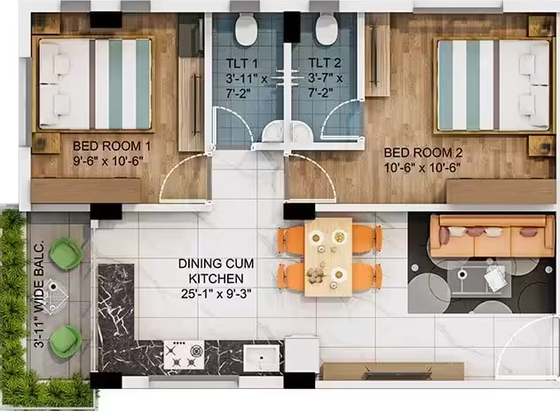 2 BHK Flat in Hive Urban Utopia in New Town, Kolkata - Image 929563