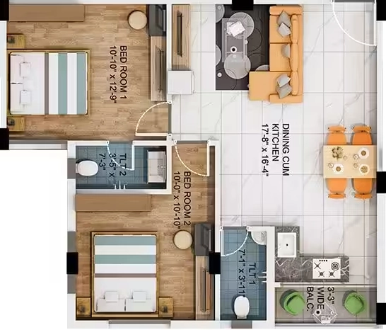 2 BHK Flat in Hive Urban Utopia in New Town, Kolkata - Image 929564
