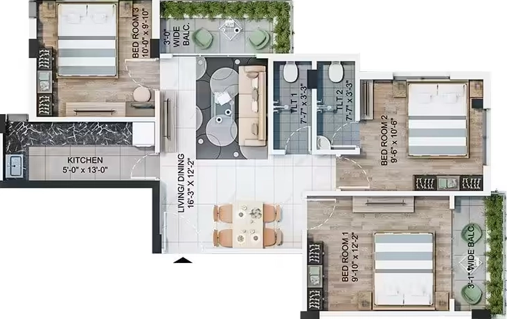 3 BHK Flat in Hive Urban Utopia in New Town, Kolkata - Image 929565