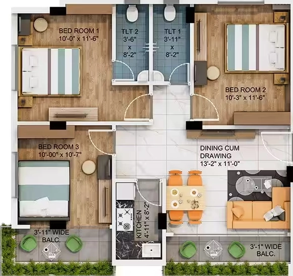 3 BHK Flat in Hive Urban Utopia in New Town, Kolkata - Image 929566