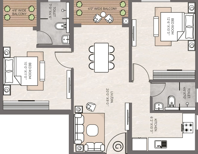 2 BHK Flat in Vinayak 21 Acres in New Town, Kolkata - Image 929577