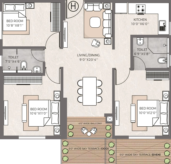 3 BHK Flat in Vinayak 21 Acres in New Town, Kolkata - Image 929578